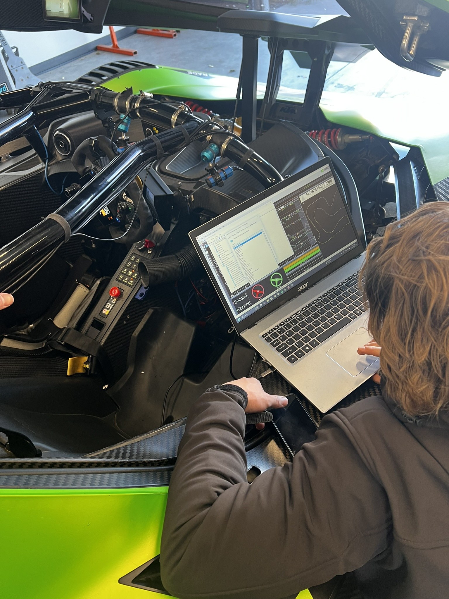 MoTeC calibration in the car at the track